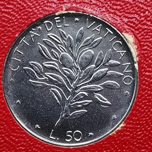 50 LIRES 1973 PAPE PAUL VI VATICAN 750000 Ex. / UNC ISSUE DU COFFRET - Picture 1 of 2