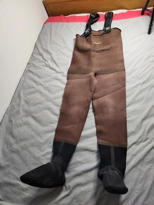 Simms Calza Waders Uomo Taglia Small Marrone Neoprene Pesca a Mosca Outdoor USA - Immagine 1 di 4