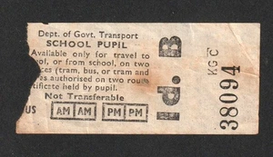 VINTAGE 1950s DEPARTMENT OF GOVERNMENT TRANSPORT SCHOOL PUPIL 1d B BUS TICKET - Bild 1 von 1