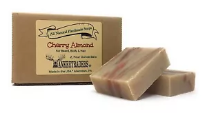 YANKEETRADERS® Cherry Almond Beard, Body & Hair Soap, Handmade & Vegan / 2 Bars - Picture 1 of 3