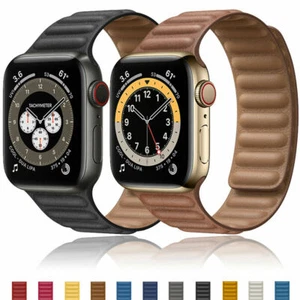 Lederarmband Magnet passend für Apple Watch Armband Leder Serie 38/44mm  - Bild 1 von 14