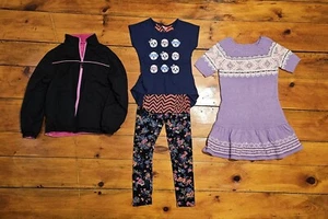 Lot of 4 Girls Clothes Size 14/16 Arizona Jacket Justice Dress Shirt Top Legging - Picture 1 of 8