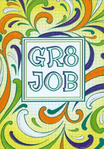 GR8 JOB Colorful Swirls High School Graduation Congratulations Card - Picture 1 of 2