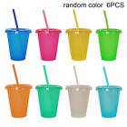 6pcs Travel Plastic Cups Vivid Colors Outdoor Coffee With Lid Straws For Party