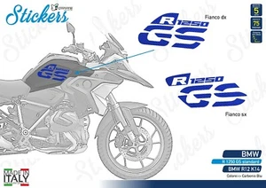 Stickers Side Tank Motorcycle BMW R 1250 GS LC Standard Carbon Blue R12 K14 - Picture 1 of 1