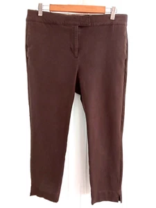 NEXT Brown Cropped Trouser Women's Stretch High Waist Tapered Slim Leg Size 12R - Picture 1 of 10