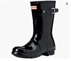 Hunter Original Short Gloss Buckle Rain Boots, Black Size US 5 / UK 3 / EU 36 - Picture 1 of 1