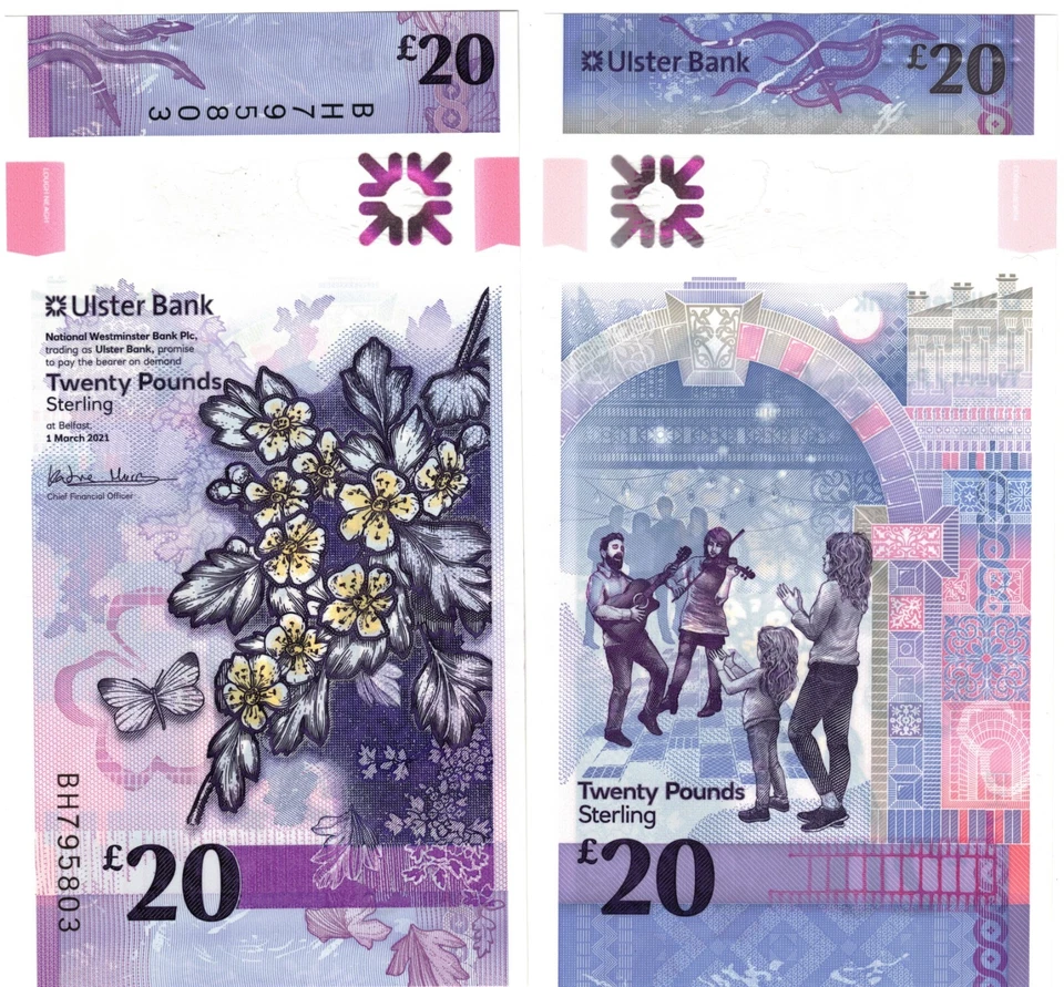 2021 Ireland Northern 20 Pounds Ulster Bank Banknote  UNC P345 Polymer (March) - Image 1 of 1