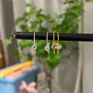 50pz Orecchini Argento/Oro Rame Francese Ganci Con Strass 24mmx13mm - Foto 1 di 11