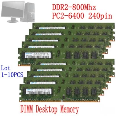 16GB 8GB 4GB 2GB For Samsung DDR2-800Mhz PC2-6400 240pin DIMM Desktop Memory CA - Image 1 of 4