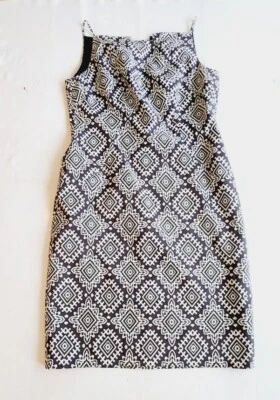 Mini Vestido David Meister Blanco y Negro Mangas Espagueti Cuello Cuadrado Talla 12 Foto 1 de 4