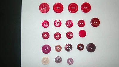 ANTIQUE BUTTONS - 21 DIFFERENT SHADES OF RED,PURPLE  BUTTONS - Image 1 of 4