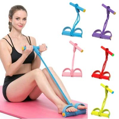 4 Tube Elastic Pedal Ankle Puller Latex Resistance Bands Women Men Exerciser - image 1 of 4