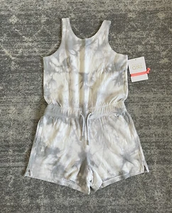 Athleta Girl Size 8-10 Romper Gray White Shorts Duofold One Piece NWT N4 - Picture 1 of 10
