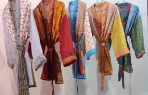 Lote de 30 piezas Vestido de kimono de seda sari hecho a mano surtido, cómodo albornoz ligero - Imagen 1 de 5