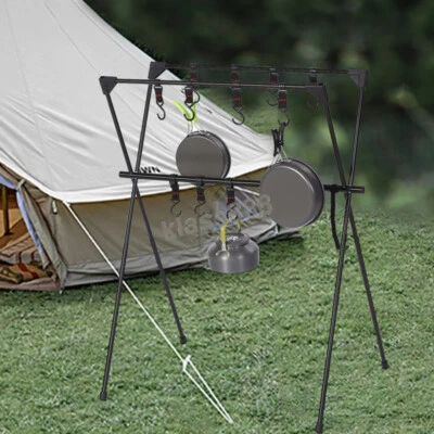 Tripod Camping Outdoor Folding Camping Double Hanging Cookware Rack Hook Hanger - image 1 of 4