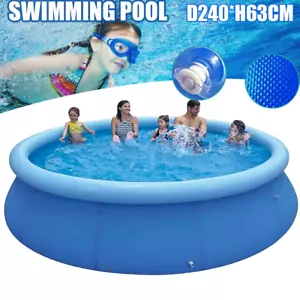 8FT LARGE SWIMMING POOLS INFLATABLE PADDLING POOL OUTDOOR GARDEN FAMILY KIDS UK - Picture 1 of 11