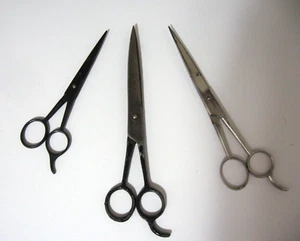 3 Vintage Shears Hair Scissors Italy Hot Drop Steel Forged - Picture 1 of 5
