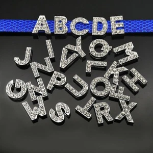Rhinestone Letters Slide A-Z DIY Charms Name Personalized Collars Bracelet Bling - Picture 1 of 9