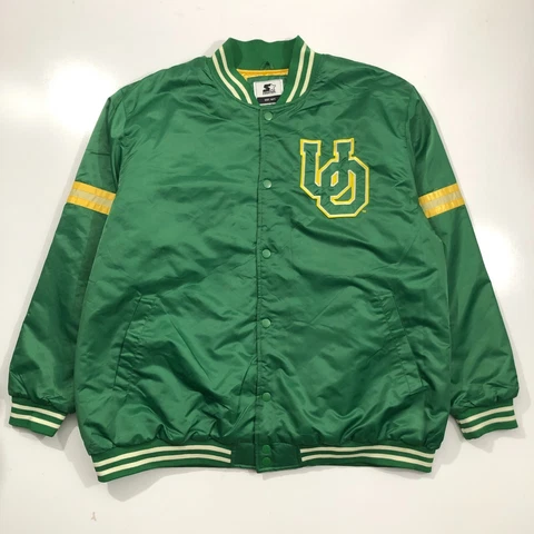 STARTER OREGON DUCKS SZ 5XL GREEN SATIN BUTTON UP JACKET BOMBER ATHLETIC Cover