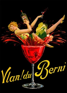 Póster publicitario vintage de bebidas de Vlan Du Berni - Imagen 1 de 1