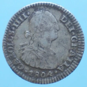 BOLIVIA CARLO IV REAL 1804 ARGENTO SILVER COIN qBB CURRENCY COLLEZIONE - Bild 1 von 2