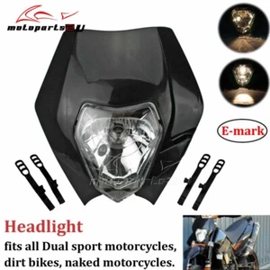 Faro delantero universal para moto de cross enduro carenado negro - Imagen 1 de 12
