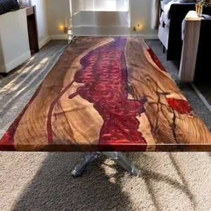 Red Epoxy Resin Sofa Center Dining Table with Stand Patio Counter Desk Furniture - Picture 1 of 10