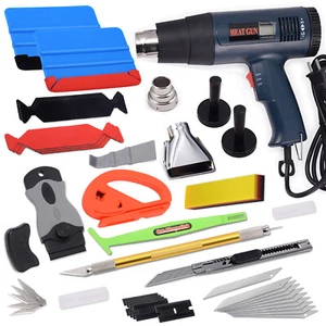 PRO Car Wrapping Squeegee 2 Magnets Heat Gun Window Tint Sticker Install US Plug - Picture 1 of 11