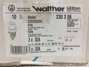 230306 Walther CONNECTOR POWER ENTRY PLUG 32A 1 UNIT - Picture 1 of 2