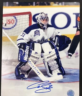 Foto autografiada firmada por Curtis Joseph de 8x10 Toronto Maple Leafs certificado de autenticidad AJ Foto 1 de 3