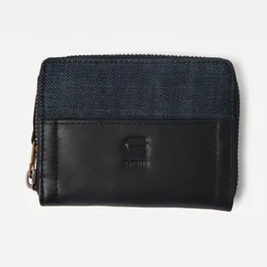 NWT G-Star Raw | Women's Mica Small Pull Tab Zip Wallet | Raw Denim Dark Black - Picture 1 of 5