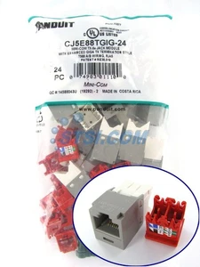 (paquete de 24) módulo de conector minicom Panduit CJ5E88TGIG-24 Cat5e, gris ~STSI - Imagen 1 de 4