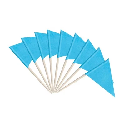 100 Piezas Banderas de Palillo de Dientes Azul Cielo Sólido Pequeño Mini Liso Color Azul Cielo Triángulo... Foto 1 de 4