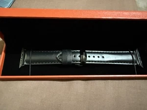 Apple Watch Leather Strap Black Leather 45mm / 46mm WSC - Zdjęcie 1 z 1