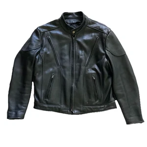 Fox Creek Lederjacke Herren 46 schwarz vollnarbig belüftet Motorrad Fahrfutter - Bild 1 von 9