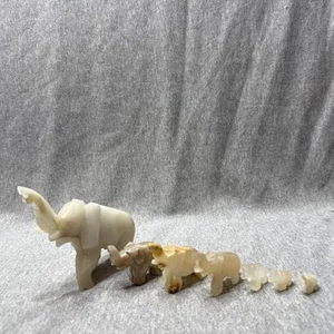 7 figuras de elefantes de ónix talladas a mano de 4 a 0,5 pulgadas de colección leer - Imagen 1 de 24