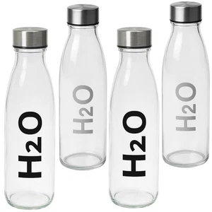 BOTTIGLIA  H2O  VETRO ACQUA 1 L CON TAPPO IN ALLUMINIO bar pizzerie hotel 2pezzi - Imagen 1 de 13