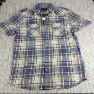 Threadgrit Shirt Mens Medium Short Sleeve Plaid Western Wear Rodeo Pearl Snap - Bild 1 von 9