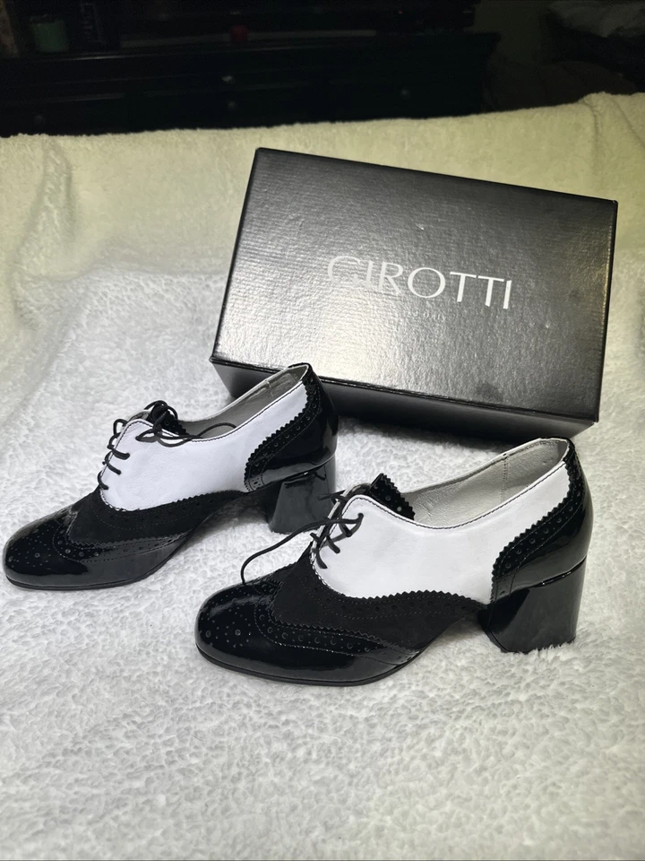 ZAPATOS Girotti TACÓN CUADRADO Mujer Oxford 35486 Talla 39/8.5 Hecho en Italia Foto 1 de 4