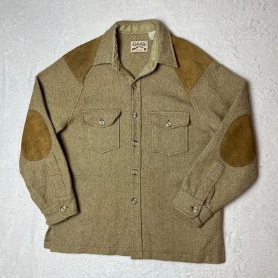 Vintage Cabelas Flannel Shirt Mens Size Large Wool Shooting Hunting Padded 70s - Image 1 of 4