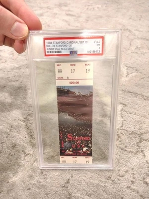 Boleto completo debut PSA Junior Seau NCAA talón USC vs. Stanford Salón de la fama 10/09/1988 PSA 1 Foto 1 de 4