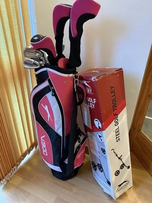 Slazenger Womens V300 Golf clubs R/H One Size With Trolly, irons,woods,putter - Image 1 of 4