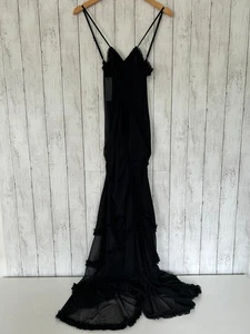 Jaded London Women’s Fatale Maxi Dress Black UK 8 Ruffle Trim NWT - Picture 1 of 8