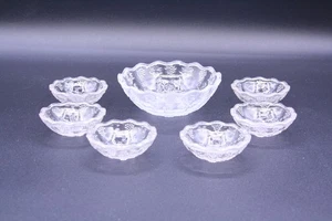 Child's TOY Berry Bowl Set NURSERY RHYMES Master Bowl and 6 Bowls US Glass GLOWS - Picture 1 of 20