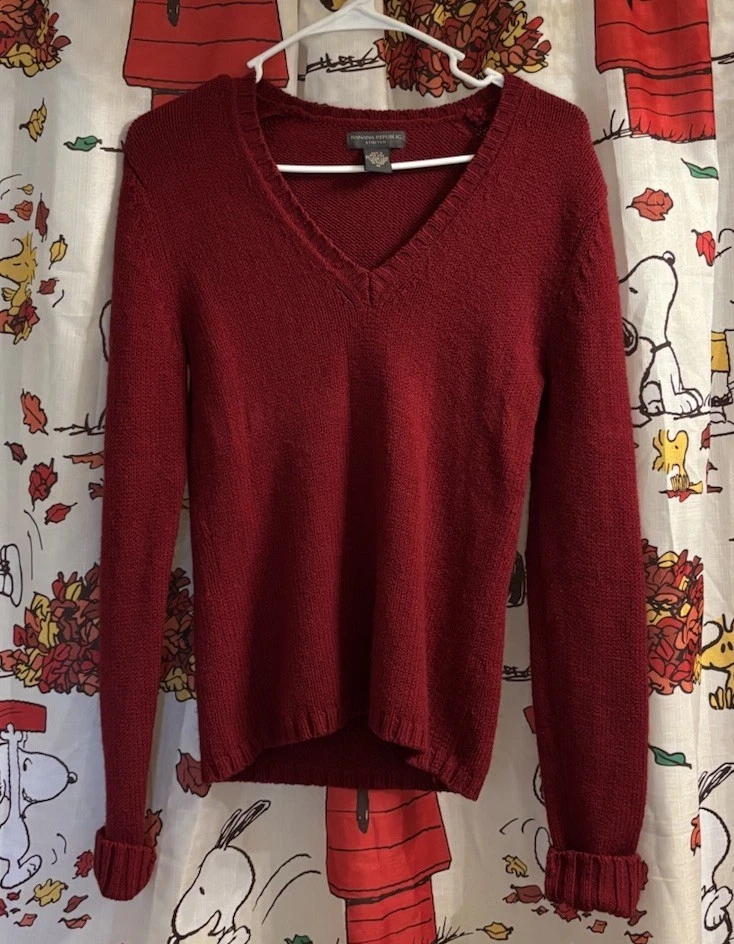 Suéter para mujer Banana Republic mediano rústico rojo mezcla de lana cuello en V Foto 1 de 1