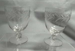 2-Vintage Fostoria Holly Clear Oyster Or Fruit Cocktail Glass Discontinued - Picture 1 of 4