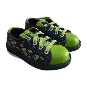 Pyramid Bowling Shoes Youth Size 11 Black Green Skulls - Picture 1 of 9