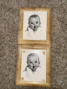 Set of 2 Gerber Baby by Kentley Board Wood Grain Laminate Trays Wall Art - Picture 1 of 11