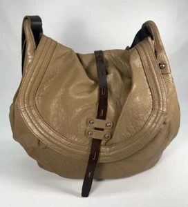 Revel NY Textured Leather Brown Flap Large Hobo Shoulder Bag - Picture 1 of 6